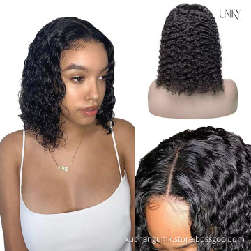 Uniky Bob Wig Full Machine Made Wig Water Wave Human Hair Wigs Cuticle Aligned Hair Vendors